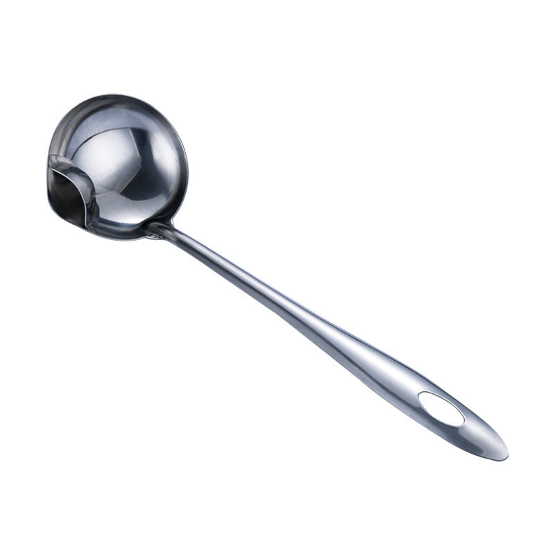 Stainless steel ladle on a white background