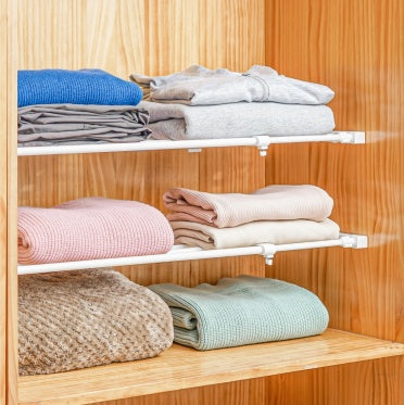 No Punching Wardrobe Layered Clapboard Cabinet Shoe Telescopic Finishing Rack