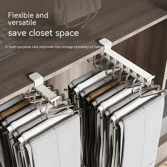 Pant Rack Telescopic Slide Track Wardrobe Built-in Accessories Top Mounted Pull-out Type Pant Rack Storage