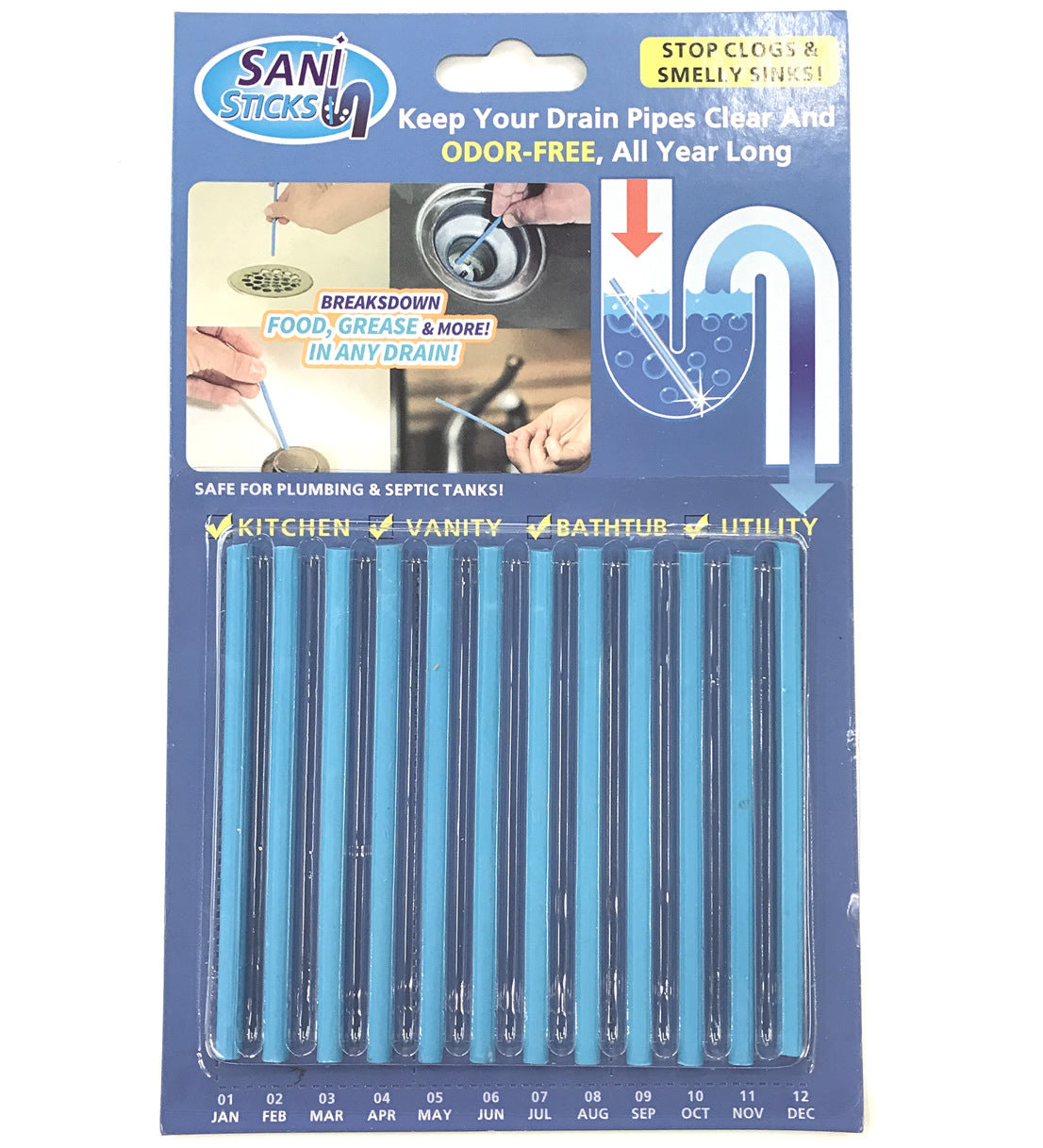 Pipeline Decontamination Sticks – Effective Drain Cleaner & Deodorizer