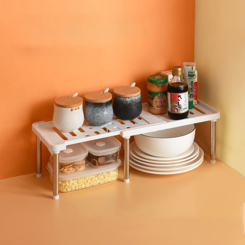 Telescopic Cabinet Layered Shelf Organizer – Retractable Kitchen & Bathroom Storage Rack