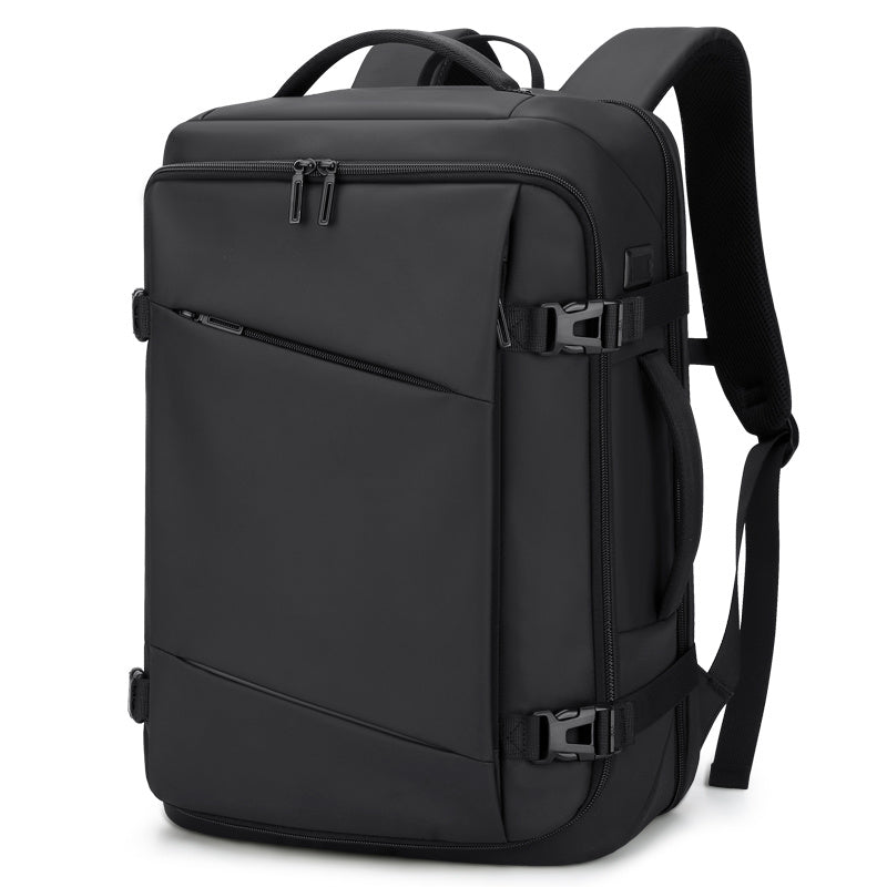 Black backpack on a white background