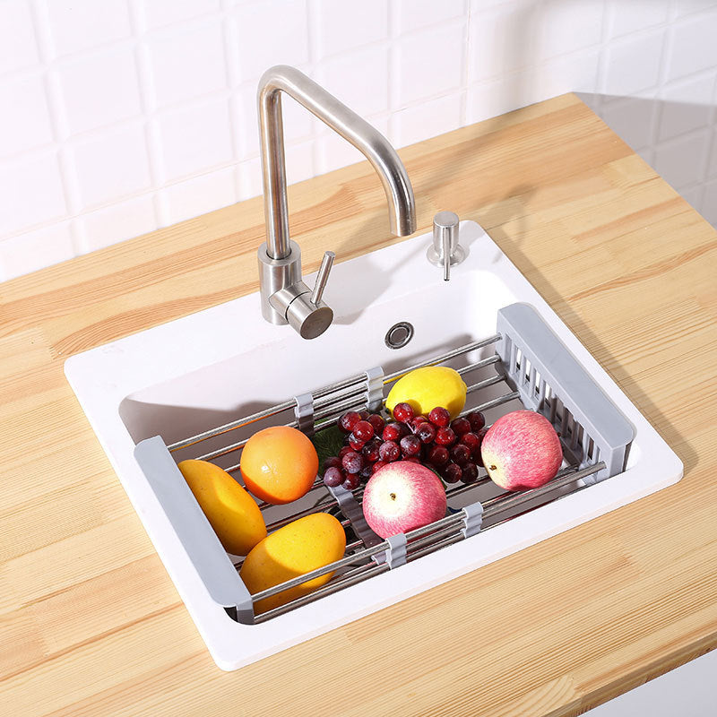 Kitchen Sink Retractable Drain Basket – Stainless Steel Telescopic Sink Drain Rack
