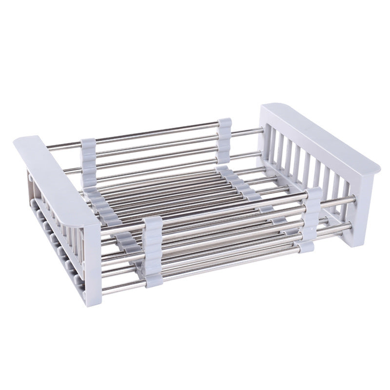 Kitchen Sink Retractable Drain Basket – Stainless Steel Telescopic Sink Drain Rack