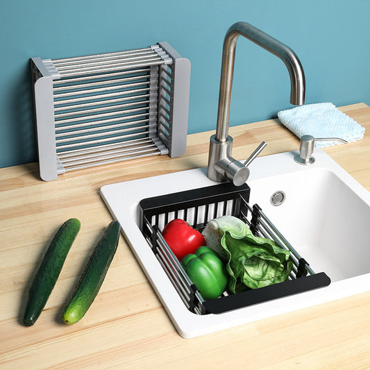 Kitchen Sink Retractable Drain Basket – Stainless Steel Telescopic Sink Drain Rack