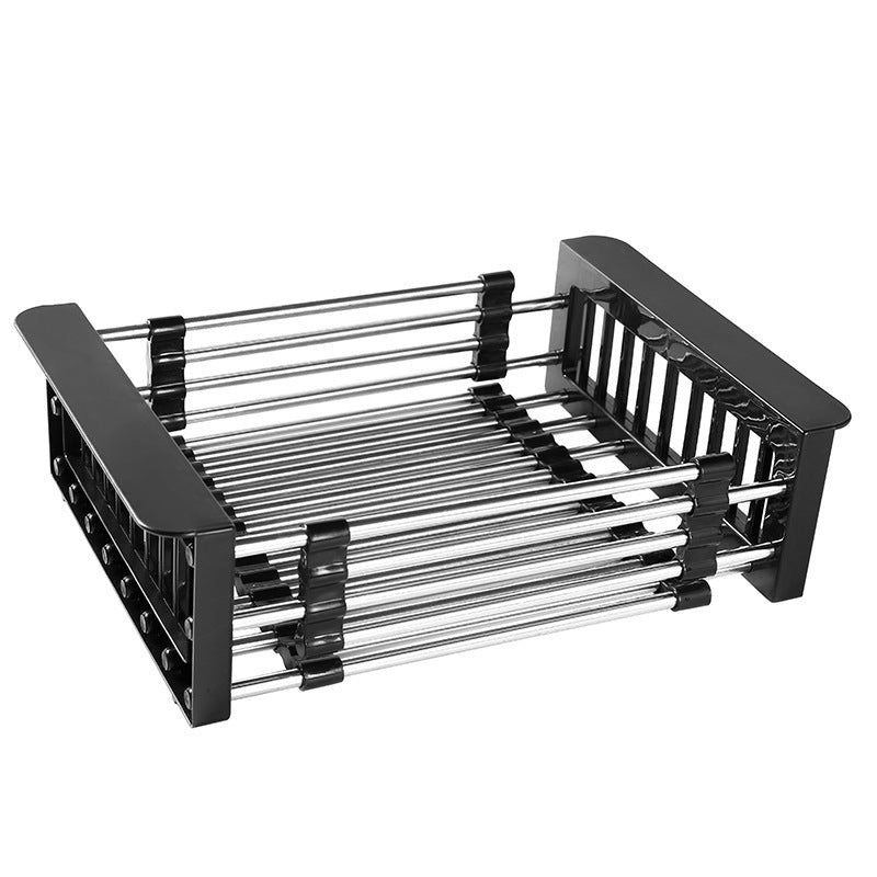 Kitchen Sink Retractable Drain Basket – Stainless Steel Telescopic Sink Drain Rack