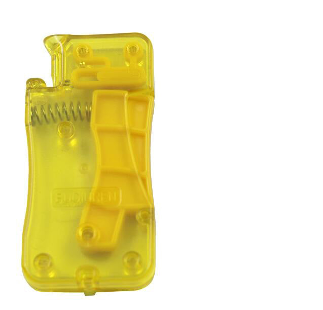 Yellow plastic tool on a white background