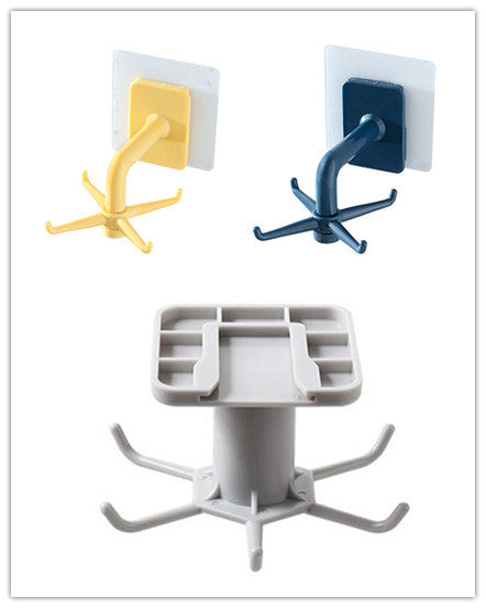 360-Degree Rotating Kitchen Storage Rack – Multi-Row Hook Organizer
