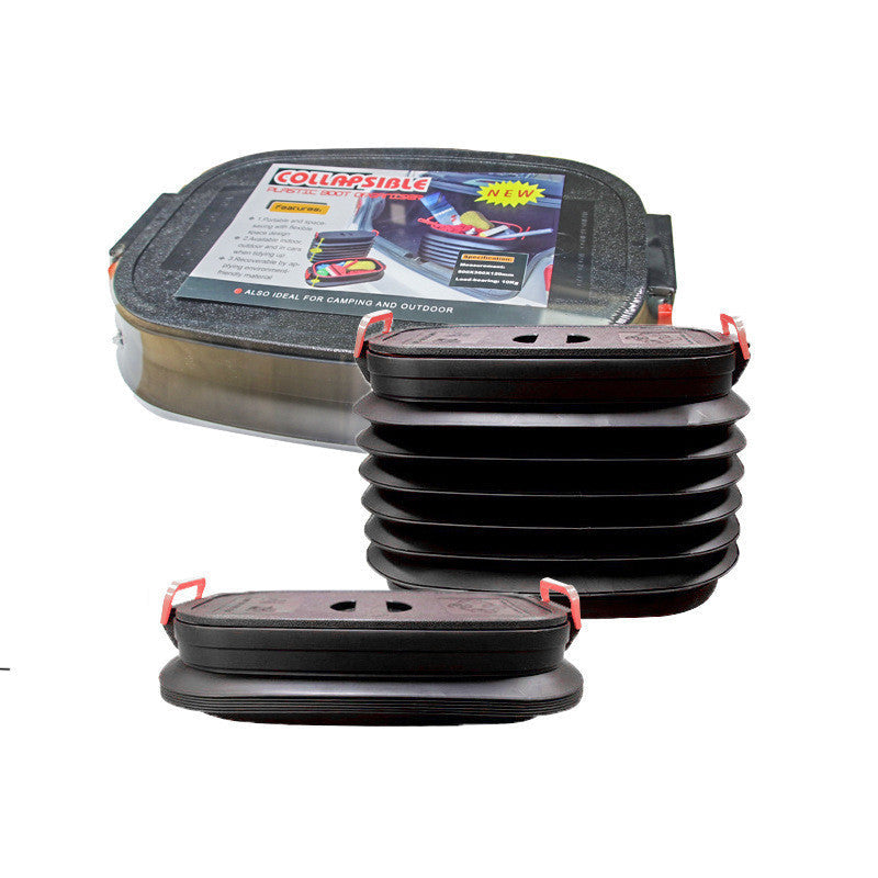 Collapsible product with packaging and dimensions displayed on a white background