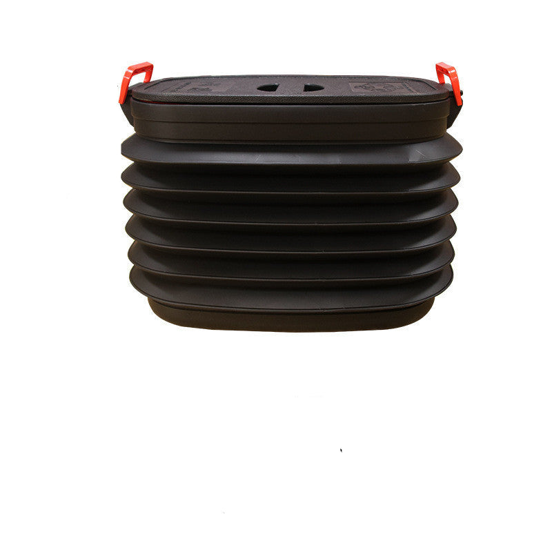 Black inflatable container with dimensions and volume label on a white background