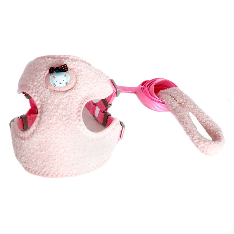 Cartoon Bear Velvet Dog Clothes – Chest Strap with Quick Release