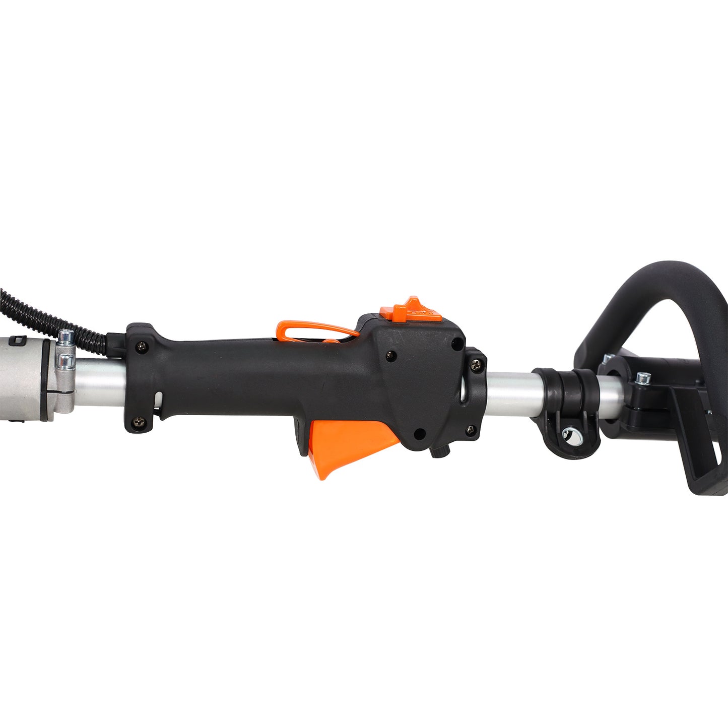 Gardening tool with black and orange design on a white background