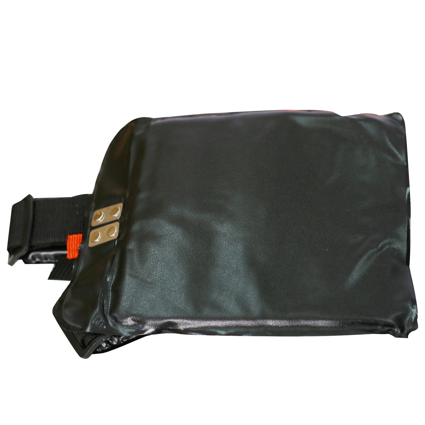 Black waterproof bag with straps on a white background