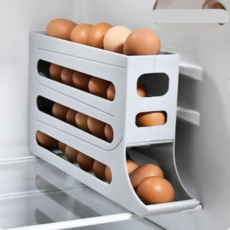 Egg holder with eggs inside, light gray color, on a white background
