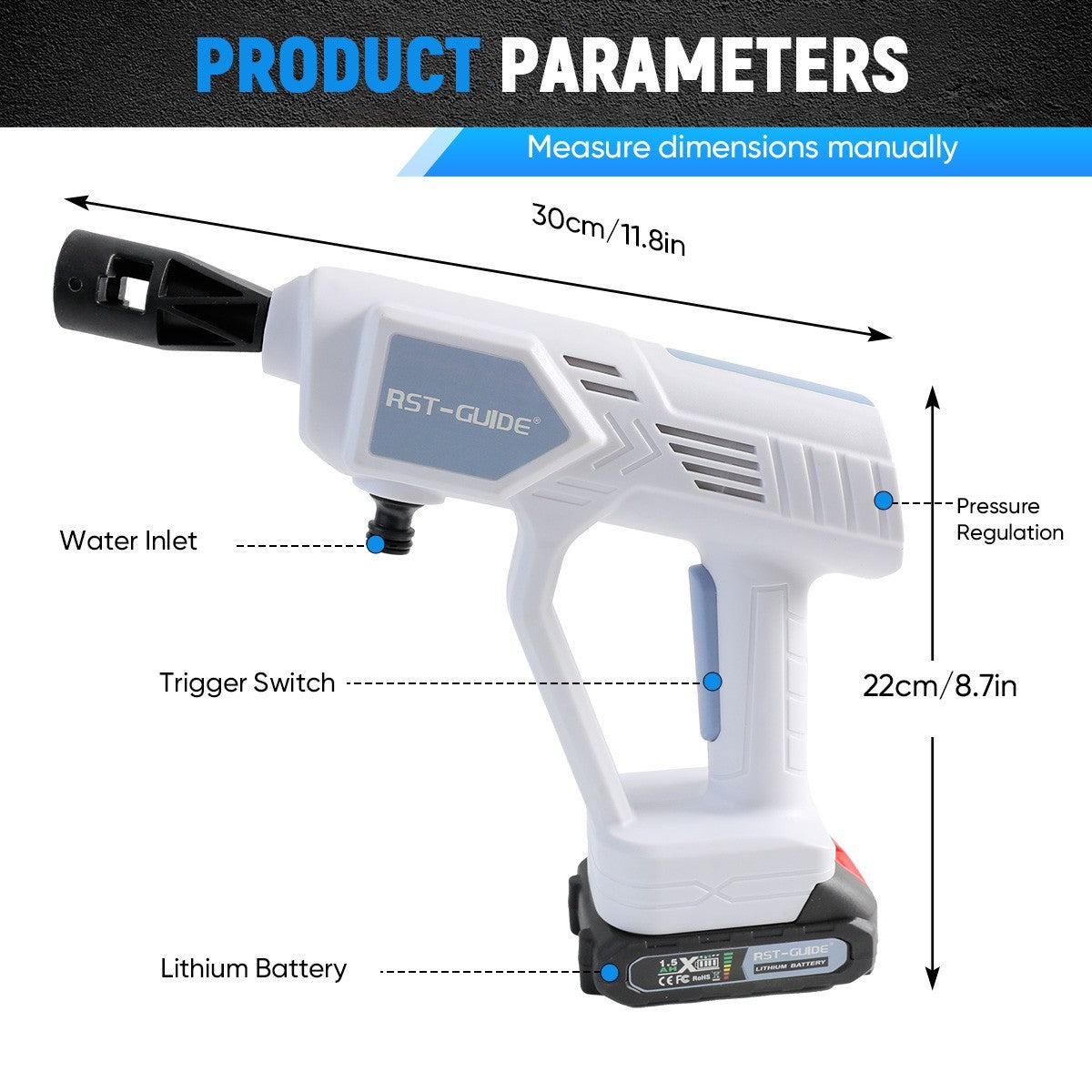 Cordless High-Power Pressure Washer – Portable Jet Wash Cleaner with 2 Batteries