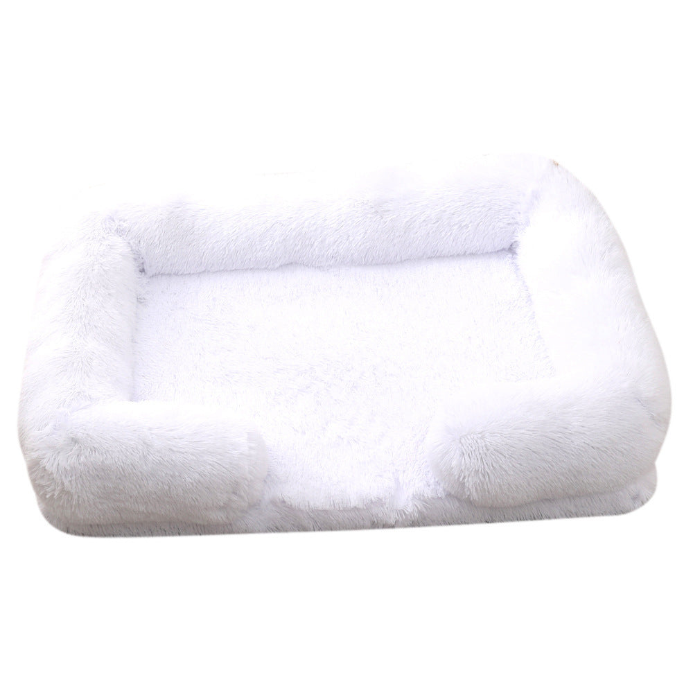 White pet bed with soft texture on a white background