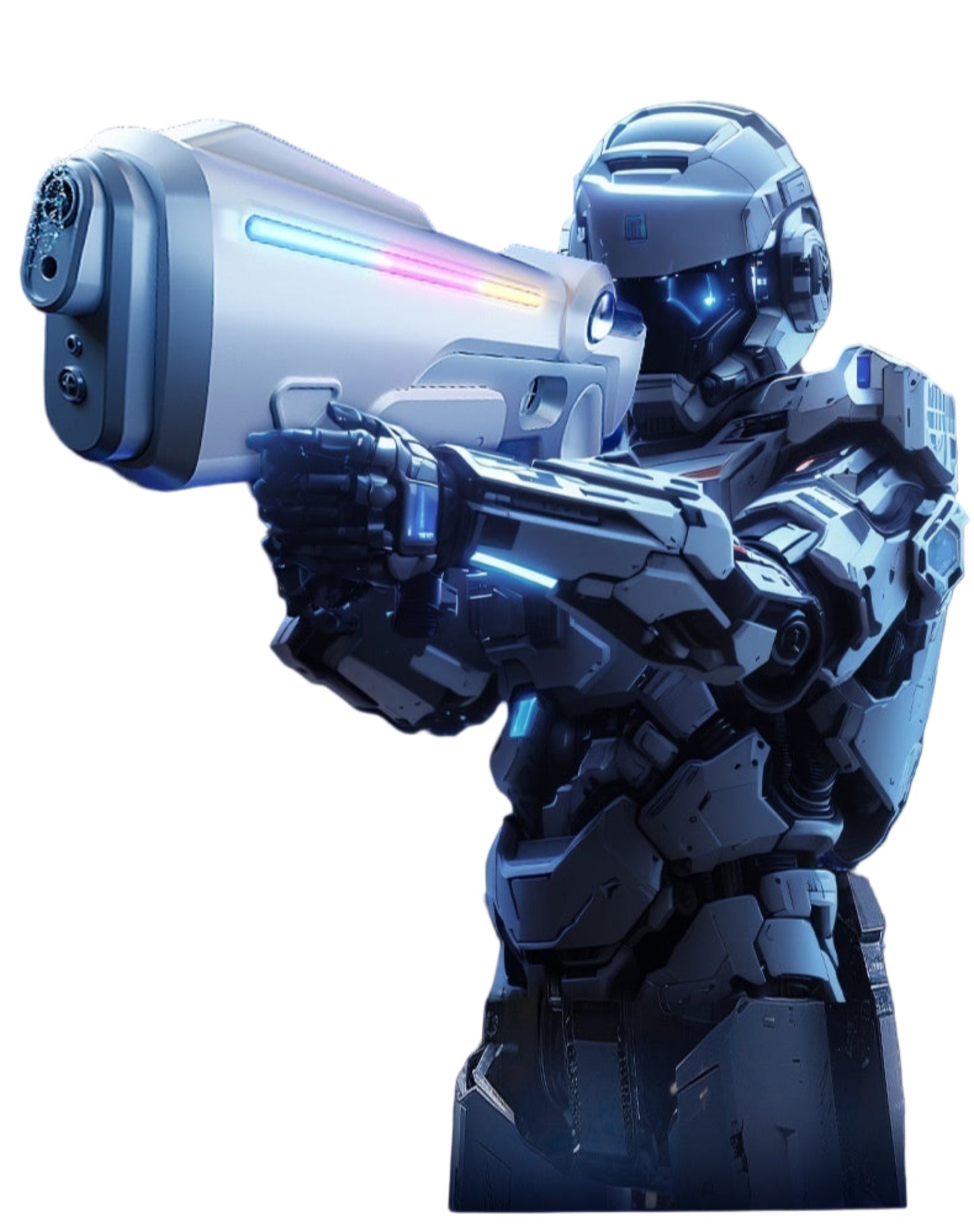 Person holding an electric pulse water gun with text on a dark background