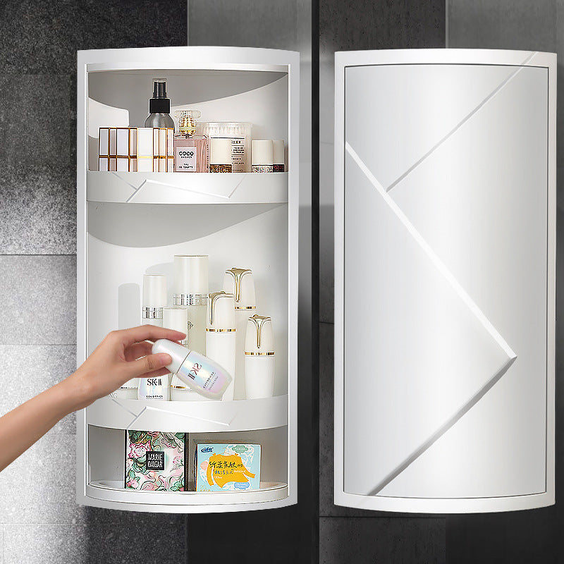 Rotatable Bathroom Makeup Organizer – Wall-Mounted Corner Plastic Storage Rack