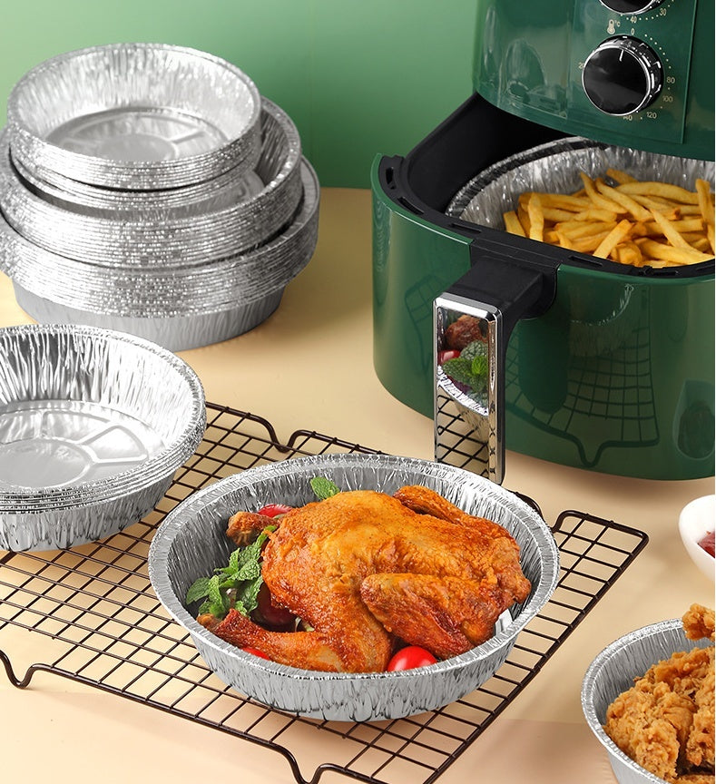 Air Fryer Aluminum Foil Trays – Round Disposable Deep Plates