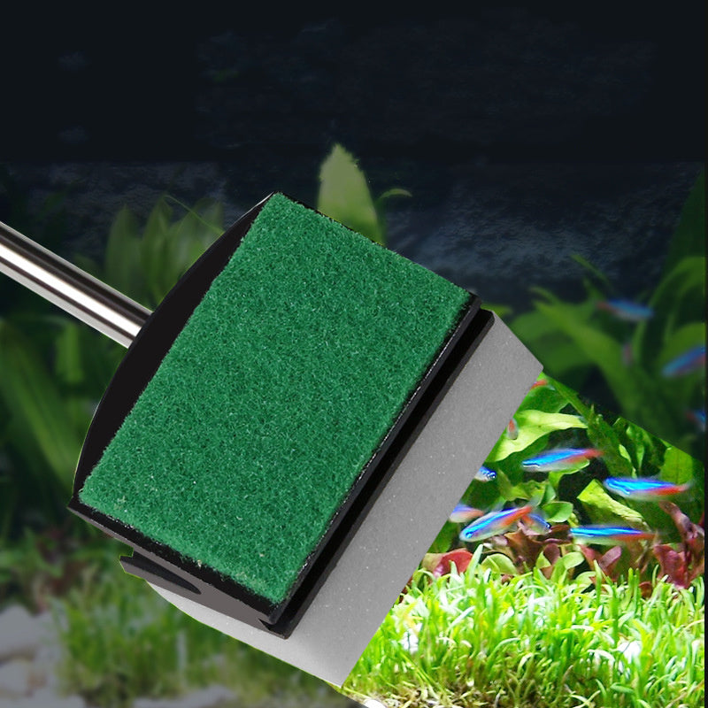 Fish Tank Aquarium Cleaning Sponge Double Brush Tool with Long Handle