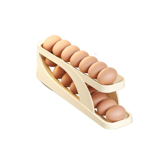 Rolling egg carton with dimensions and capacity details on a white background