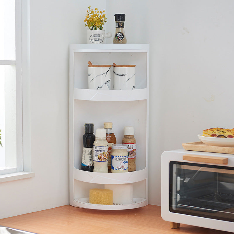 Rotatable Bathroom Makeup Organizer – Wall-Mounted Corner Plastic Storage Rack