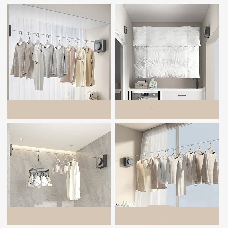 Wall Hanging Laundry Line Household Wire Telescopic Clothesline Rust-Proof Anti-Sagging Laundry Line For Indoor Outdoor Clothes Drying Rack