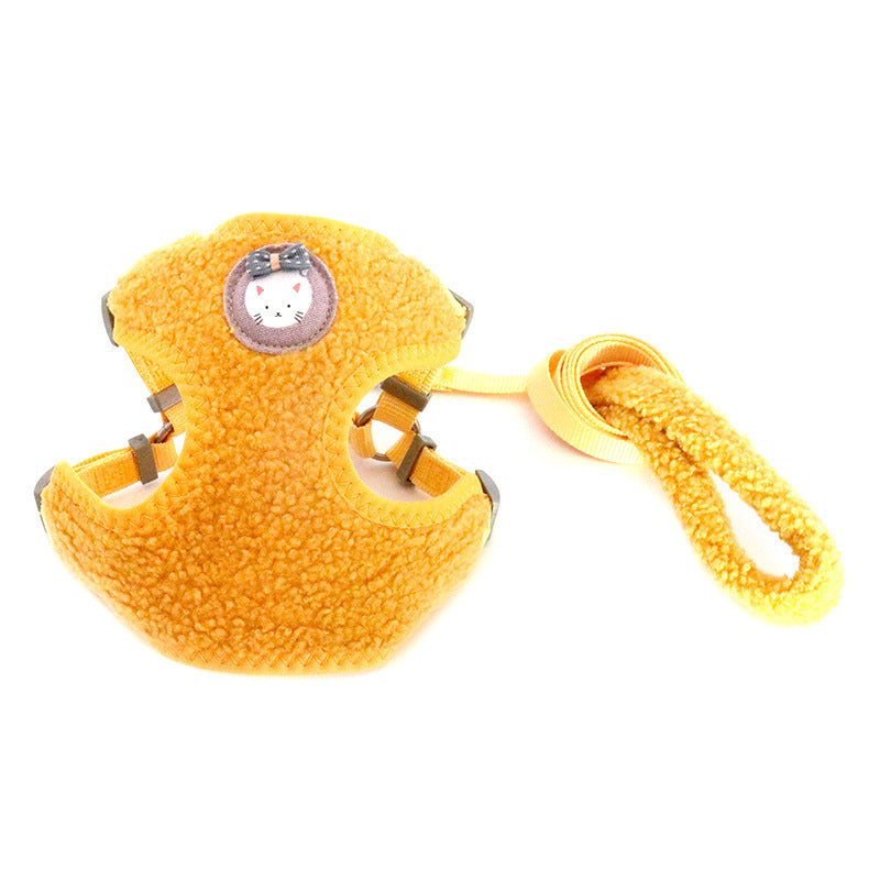 Cartoon Bear Velvet Dog Clothes – Chest Strap with Quick Release