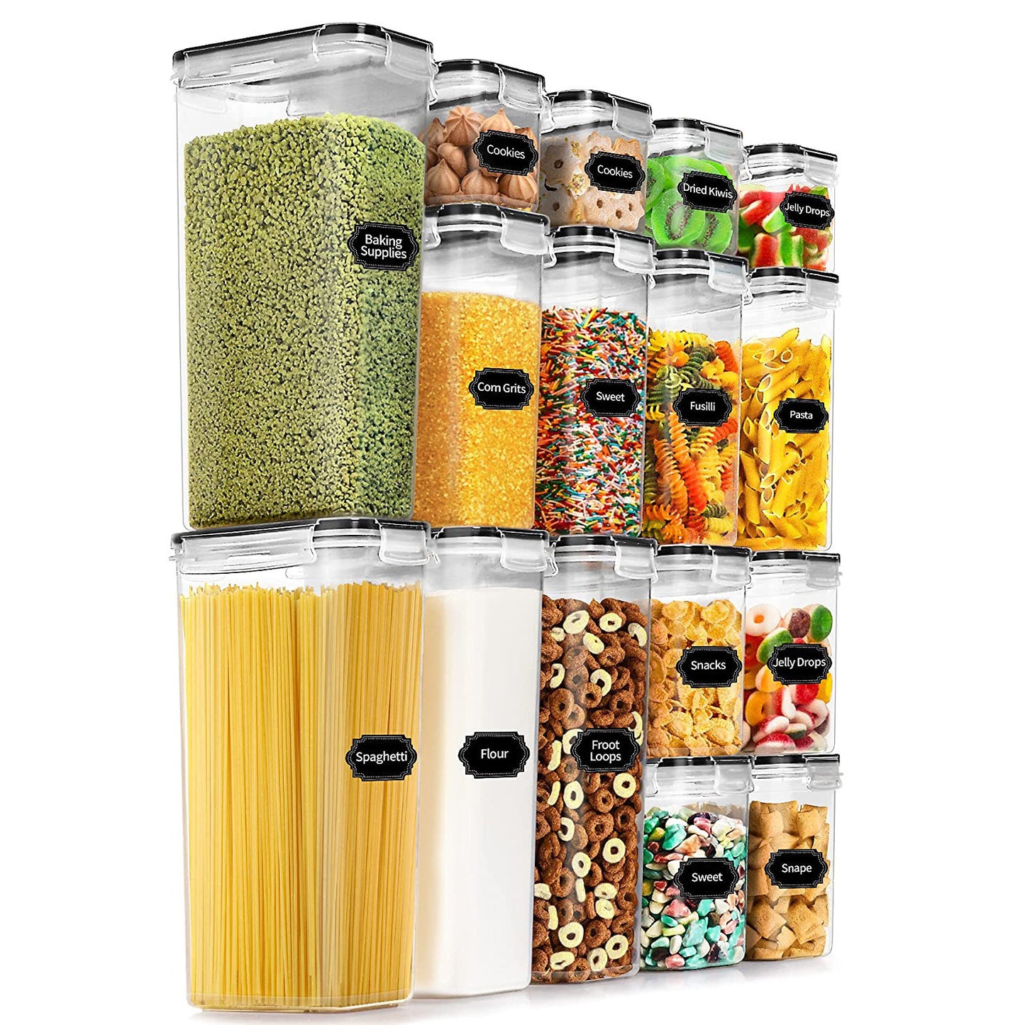Cereals Plastic Large Storage Crisper – Square Food Containers for Kitchen Organization