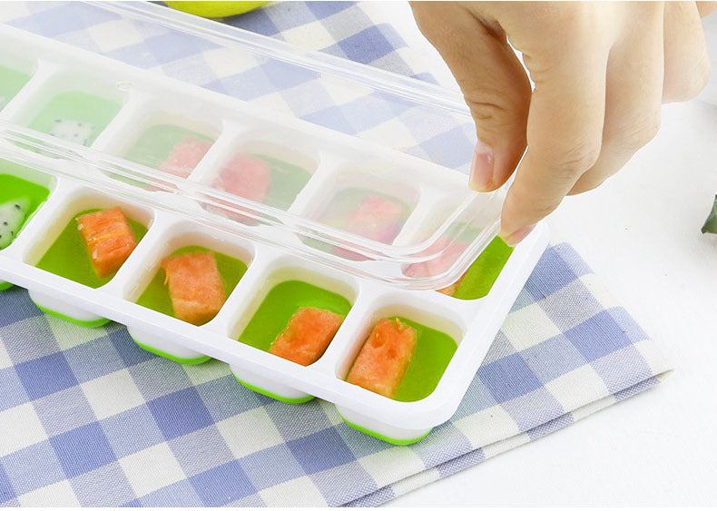 Simple and Creative Household Silicone Ice Tray with Lid – 14-Cell Ice Maker