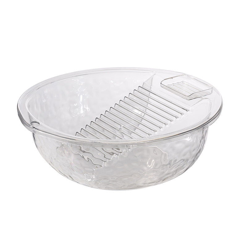 One-piece Plastic Thickened Laundry Basin with Washboard – Transparent Durable Laundry Tool