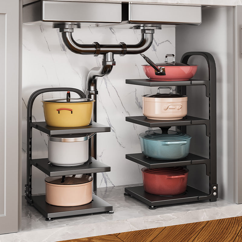 Modern Simplicity Carbon Steel Plate Pot Rack – Multi-Layer Household Organizer