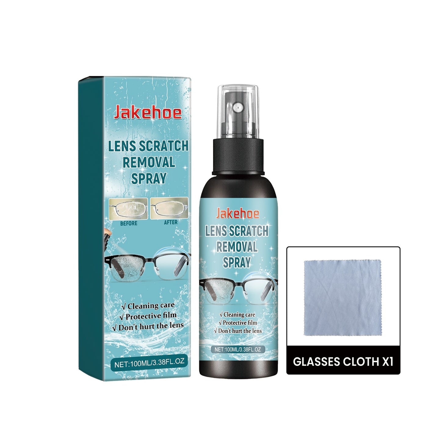 Portable Glasses Lens Cleaning Spray with Microfiber Cloth – 100ml