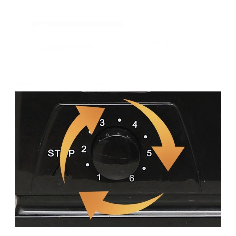 Baking timer with numbered levels and arrows, text about taste levels.