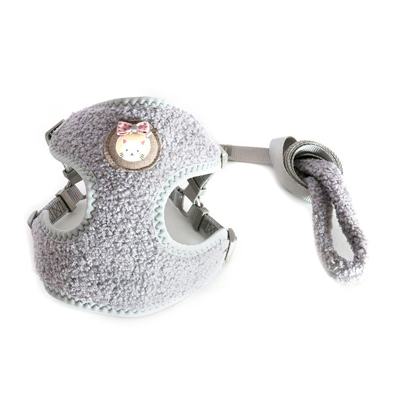 Cartoon Bear Velvet Dog Clothes – Chest Strap with Quick Release