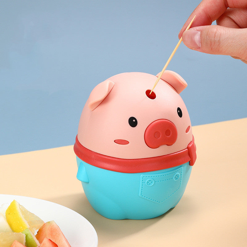 Creative Press-Type Toothpick Holder – Cartoon Pig Design