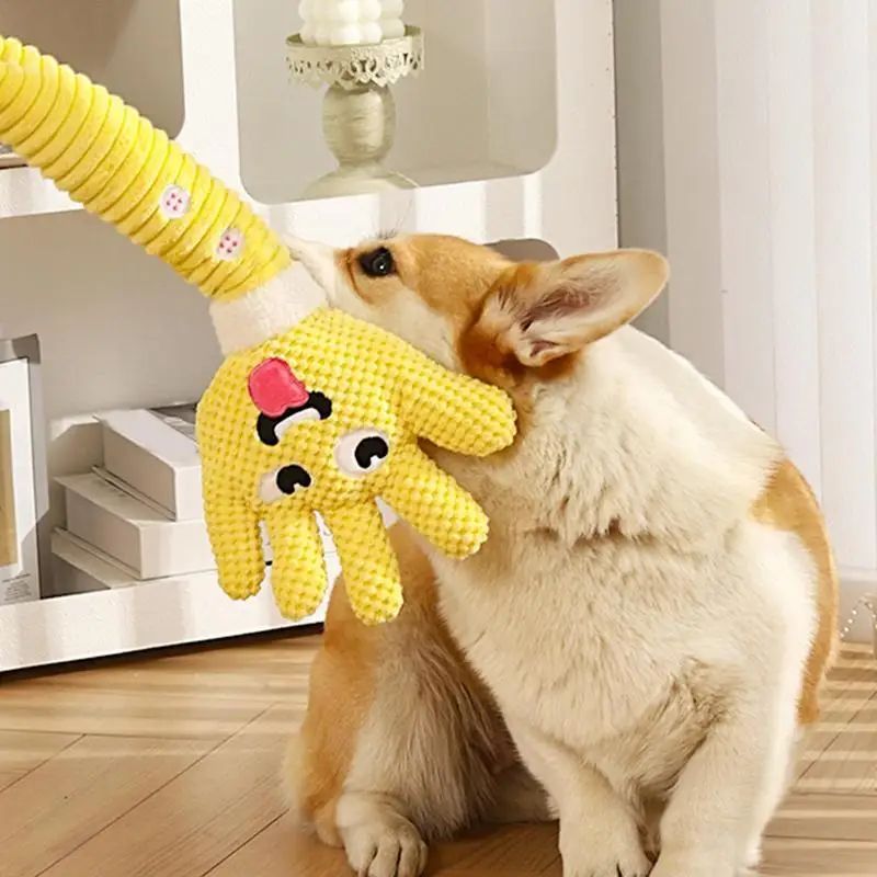Palm-Shaped Squeaky Plush Dog Teething Toy – Bite-Resistant Pet Chewing Toy