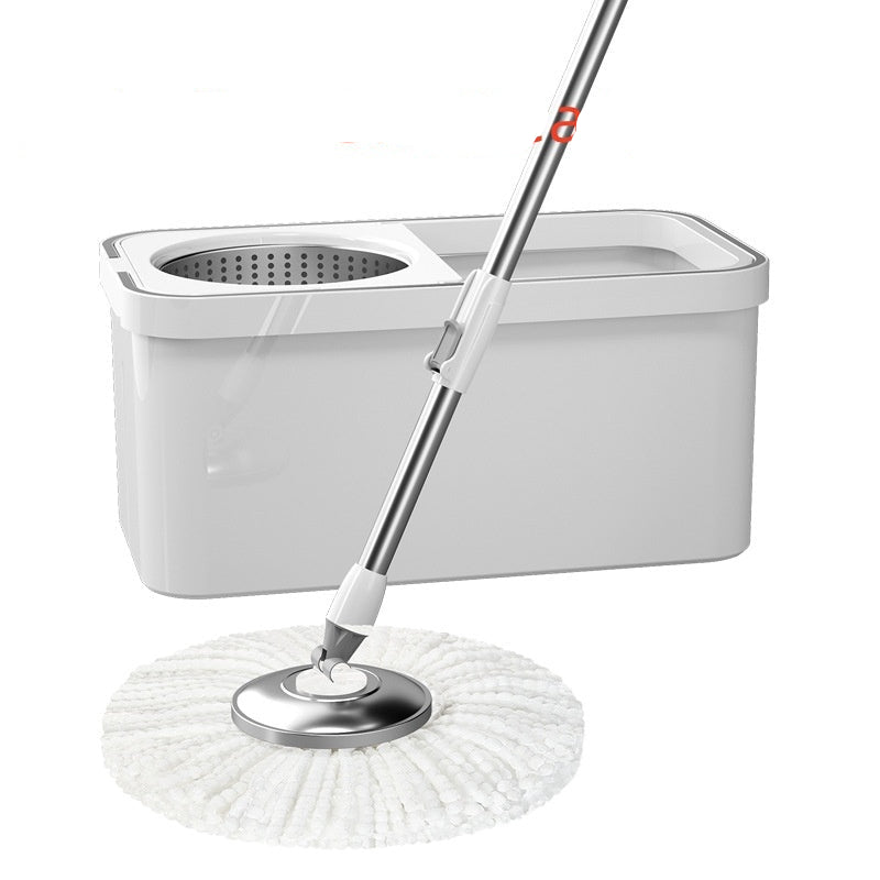 White mop with cleaning bucket on a white background