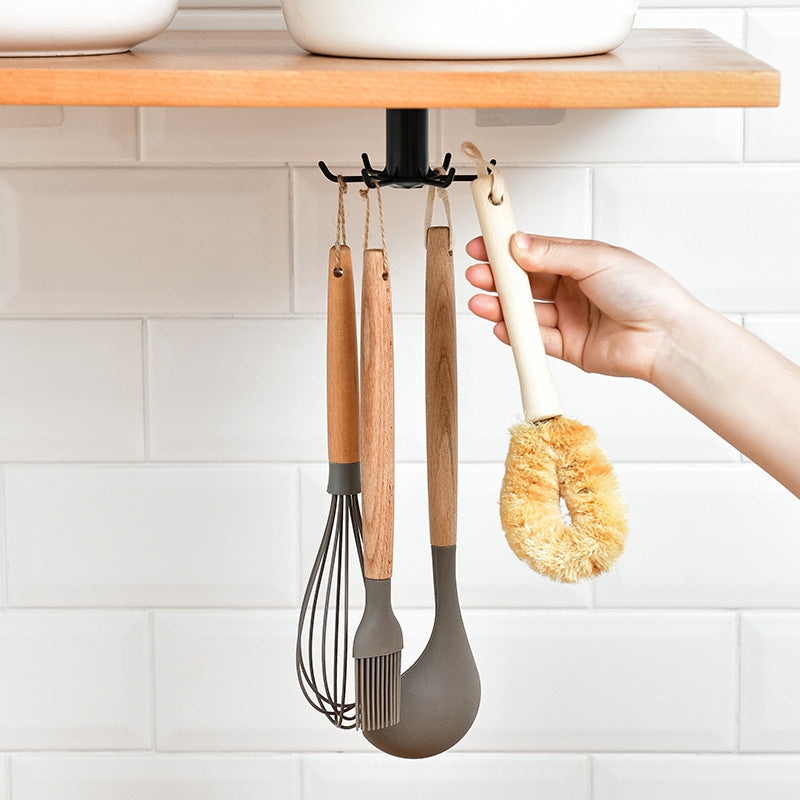 360-Degree Rotating Kitchen Storage Rack – Multi-Row Hook Organizer