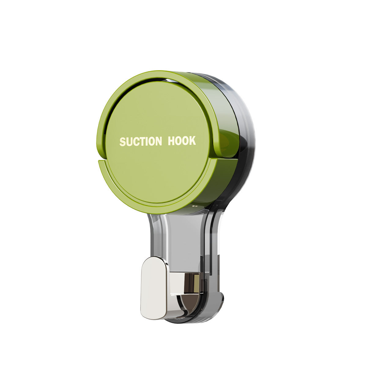 Green suction hook on a white background