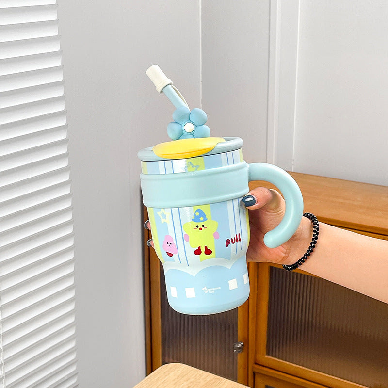 Large Capacity Vacuum Cup Cold-keeping Straw Double Drink