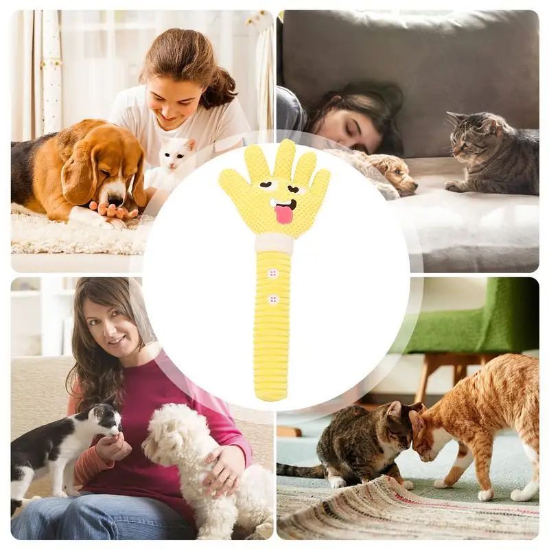Palm-Shaped Squeaky Plush Dog Teething Toy – Bite-Resistant Pet Chewing Toy