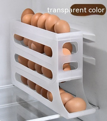 Refrigerator 4-Layer Automatic Egg Roller Sliding Egg Tray – Large Capacity Egg Storage Box for Kitchen