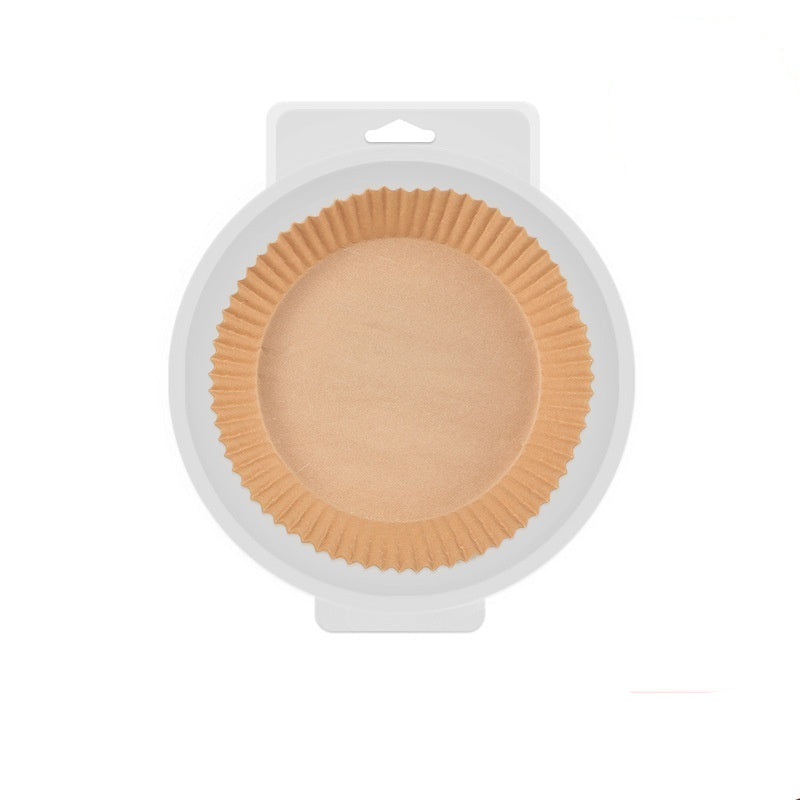 Air fryer paper bowl in blister packaging with product details at the bottom.