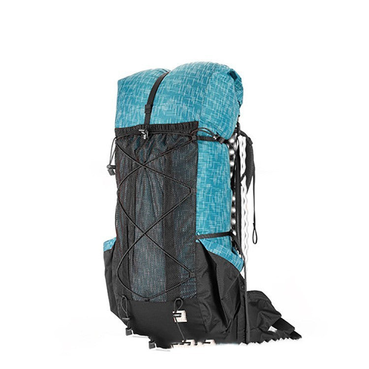 Blue and black backpack on a white background
