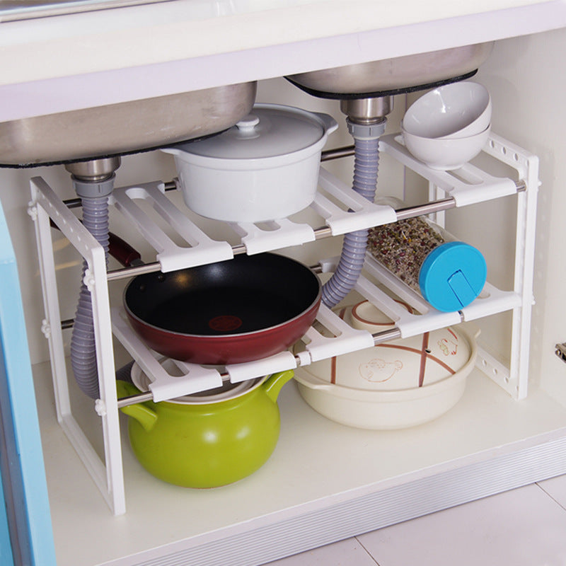 Retractable Kitchen Multi-Layer Storage Rack – Detachable Japanese-Style Floor Organizer