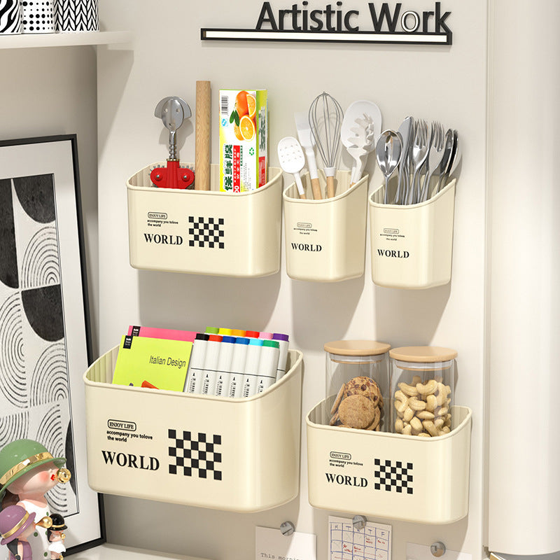 Magnetic Refrigerator Side Wall Hanging Storage Box – Cream Style Organizer