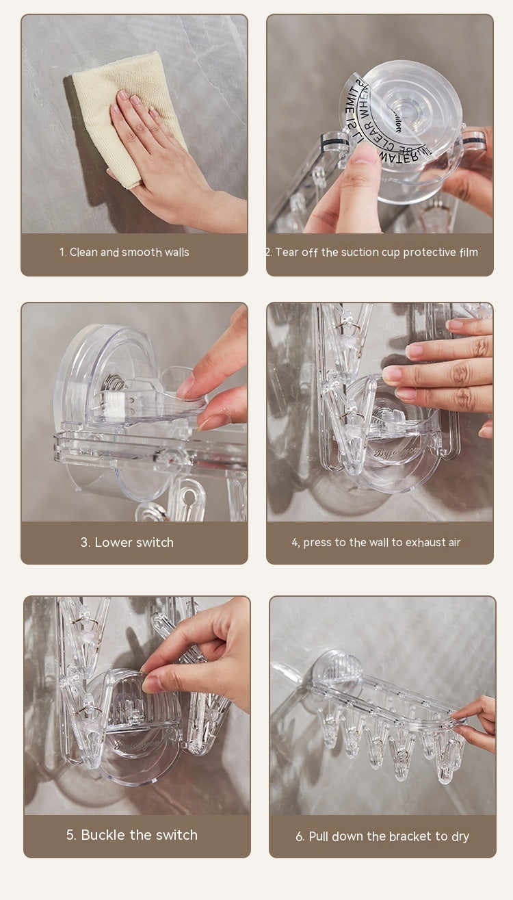 Suction Cup Folding Hanger – Punch-Free Household Clothes Organizer