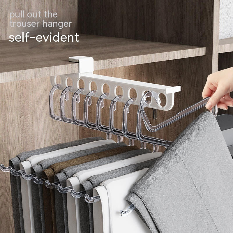 Pant Rack Telescopic Slide Track Wardrobe Built-in Accessories Top Mounted Pull-out Type Pant Rack Storage