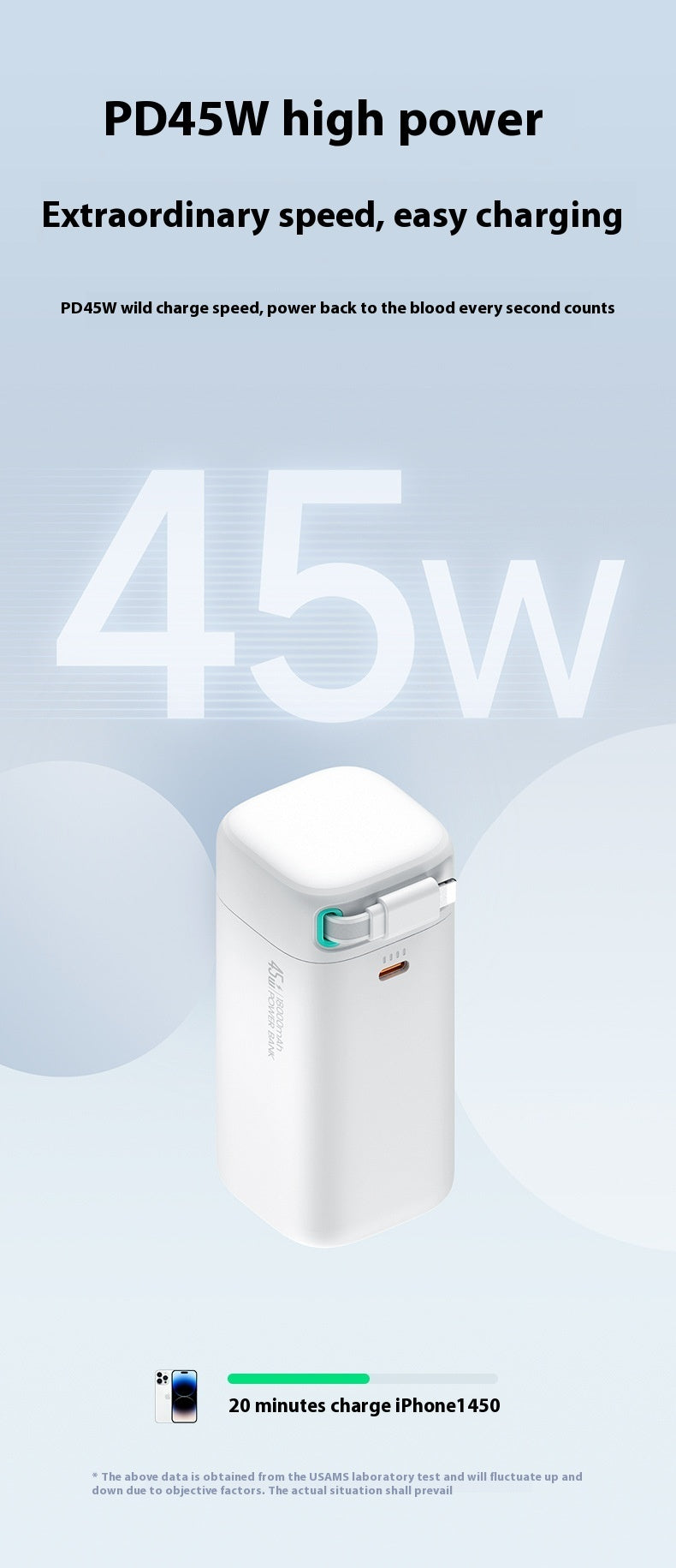 Multifunctional Dual-port Fast Charge Lightning Magnetic Holder Line Mobile Power Supply